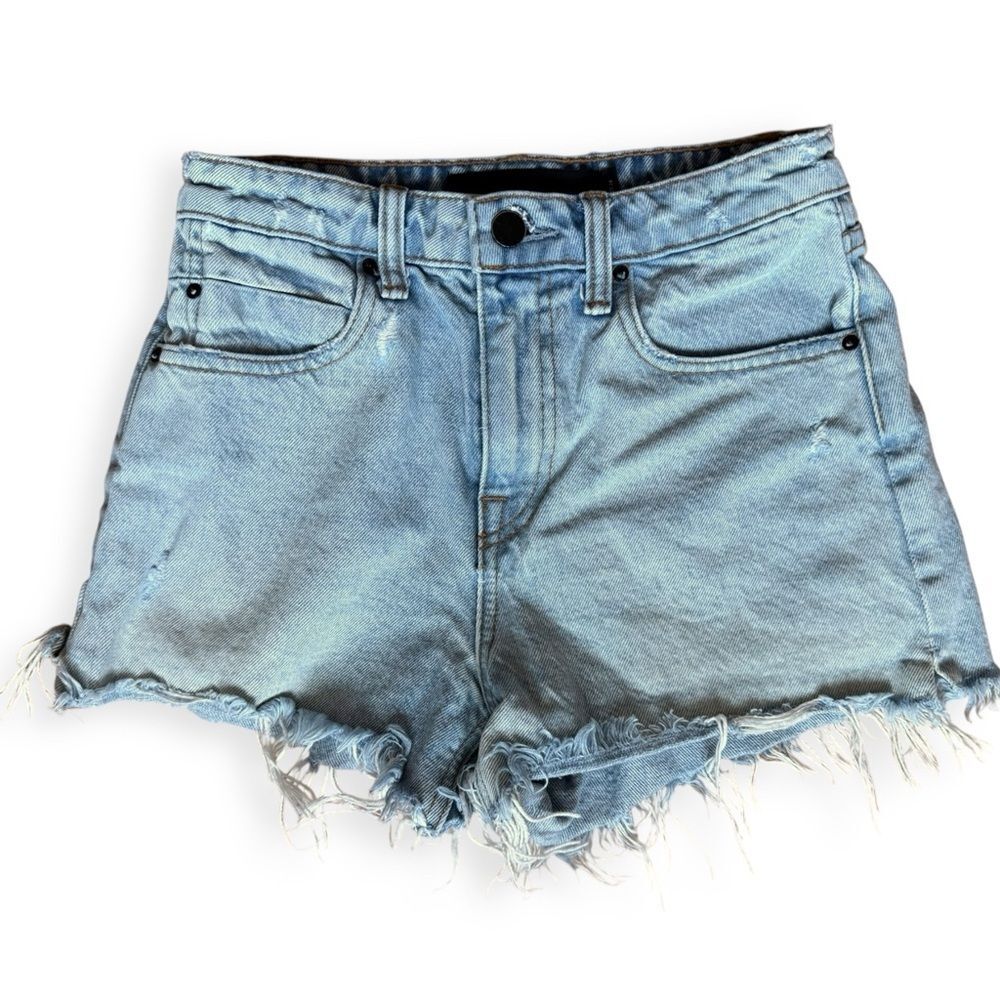 Alexander Wang Denim Jean Bite Short Shorts Distressed Size 24 Cotton Blue